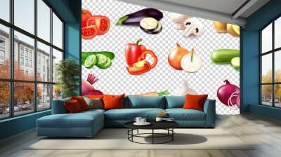 Realistic Vegetables Transparent Set Wall mural