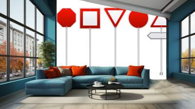 Red Road Signs Realistic  Set Wall mural