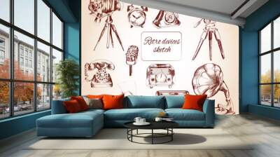 Retro Devices Sketch Wall mural