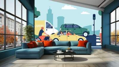 Safety And Transport Background Illustration Wall mural