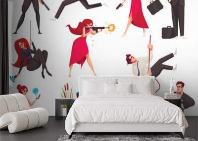 Secret Agents Set Wall mural