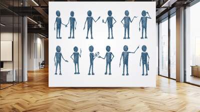 Set of doodle busines people collaboration Wall mural