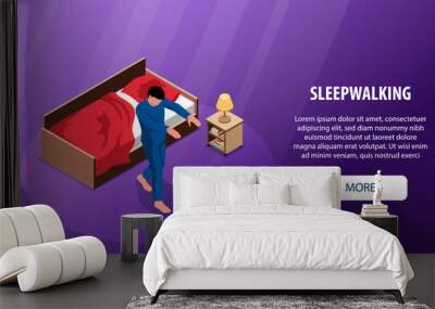 Sleepwalking Isometric Banner Wall mural