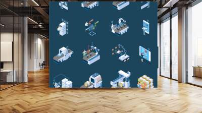 Smart Industry Isometric Icons Wall mural