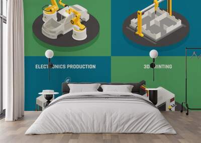 Smart Manufacturing Isometric Icons Concept Wall mural