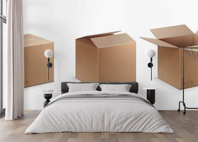 Three Position Of Cardboard Box Wall mural