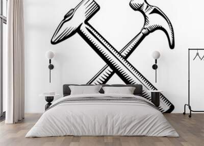 Two crossed hammers symbol Wall mural