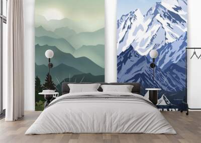 Vertical Mountains Banners Wall mural