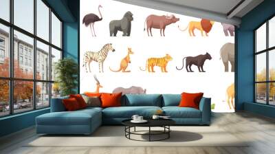 Wild Tropical Animals Set Wall mural