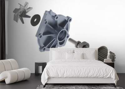 Car water pump exploded view 3D rendering isolated on white Wall mural