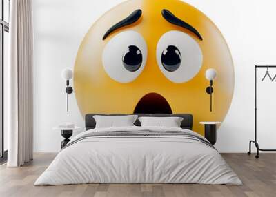 isolated 3d emoji scared face on plain background surprised emoticons reaction icons Wall mural