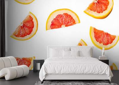 isolated fresh grapefruit slices on a transparent background healthy juicy citrus fruit png Wall mural