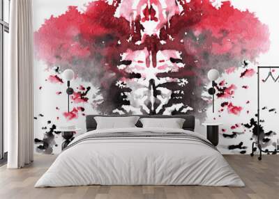 watercolor symmetrical Rorschach blot on a white background Wall mural