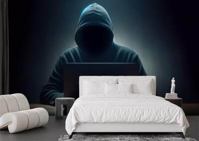 hacker with laptop Wall mural