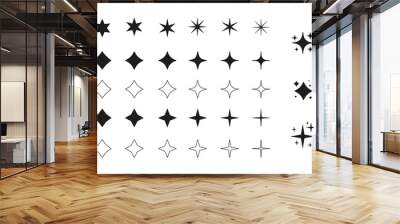 Big set of star icon, magic spark for graphic or product design. Wall mural