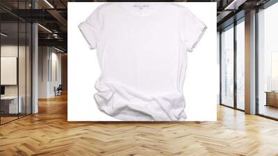 White woman's short sleeves t-shirt, mock-up. Isolated on white background Wall mural