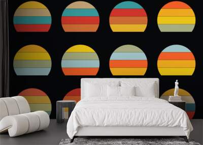 Retro Vintage Sunset Vector Design Vintage Summer Seaside Sunset Wall mural