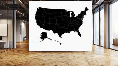 USA map in black with state borders Wall mural