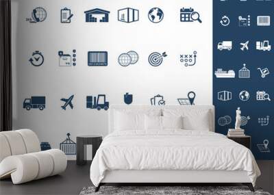 logistics service icon set. fast delivery and quality service transportation. shipping vector icons  Wall mural