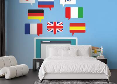 Online Foreign Language Courses. Distance learning foreign languages concept Wall mural