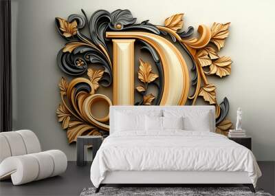 Beautiful floral English letter, beautiful patterns, beautiful designs, beautiful artwork. Wall mural