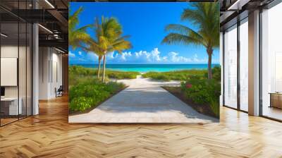 Grace Beach is beautiful, the sea water is beautiful, the sky is clear, and the atmosphere is good. Wall mural