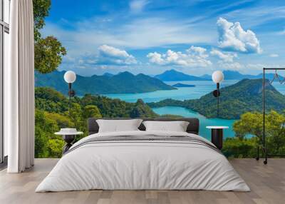 Langkawi Island is beautiful, the sea is beautiful, the sky is clear, the clouds are beautiful, and the trees are green. Wall mural