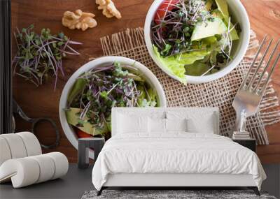 Fresh kale and broccoli microgreens in a vegetable salad Wall mural