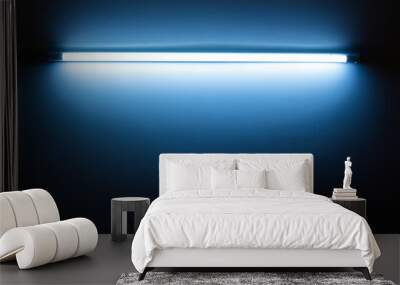 Blue neon lamp on a white wall Wall mural