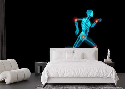 artistic 3d illustration of a jogger having pain in his joints Wall mural