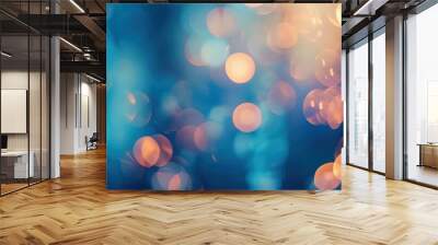 Abstract blue light rays background with glowing bokeh lights and lens flare, energy beams in the style of motion Wall mural