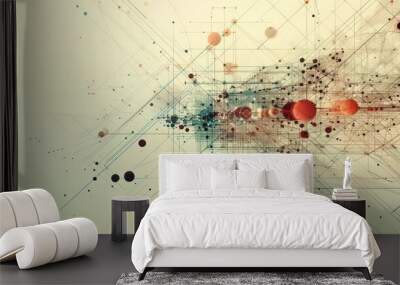 dynamic graphic that illustrates a network of devices communicating seamlessly, showcasing innovation in technology and business Wall mural