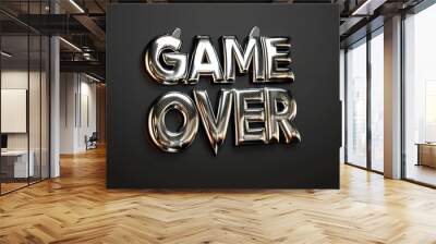 game over, 3d logo chrome texture, black background Wall mural