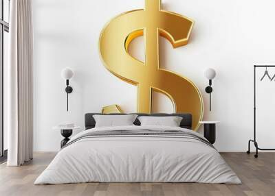 gold dollar sign, 3d, white background Wall mural