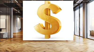 gold dollar sign, 3d, white background Wall mural