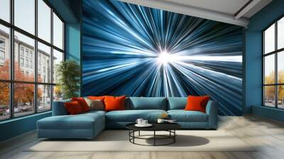 white light effect extreme speed over black background Wall mural