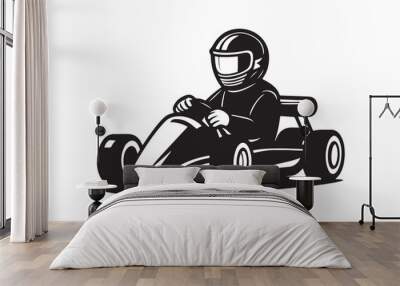 Gokart sport automotive silhouette vector illustration logo. Wall mural