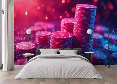 Abstract Winning Money Celebration Background in Casino Theme Wall mural