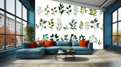 Collection of greenery leaf plant forest herbs tropical leaves Wall mural