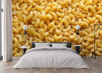 Pasta texture background close-up of macaroni noodles Wall mural