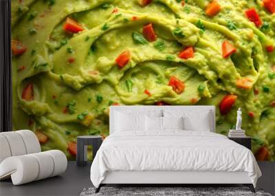 Texture of smooth guacamole, creamy and vibrant, for healthy dips and Mexican cuisine Wall mural