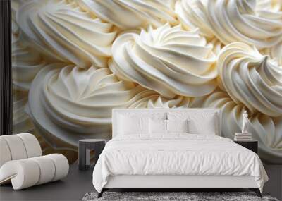 Whipped cream topping texture close-up for desserts and baking creations Wall mural