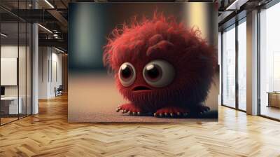 cartoon style, tiny, cute, Baby-Monster, red color, crawling,generative ai Wall mural