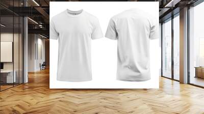 Blank white t-shirt mockup, front and back view Wall mural