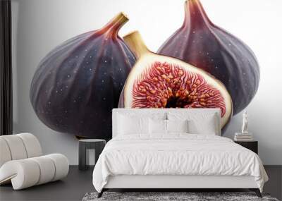 Fresh figs isolated on white background Wall mural