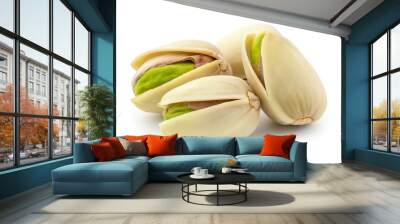 Pistachio nuts isolated on white background Wall mural