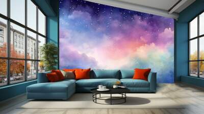 Watercolor night sky. Beautiful hand drawn background Wall mural