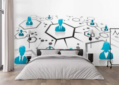 Abstract illustration of business network grid Wall mural