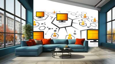 Abstract illustration of computer network grid Wall mural