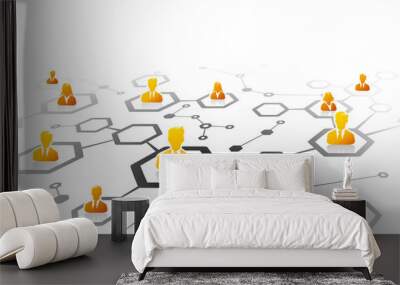 Abstract illustration of professional business network grid Wall mural